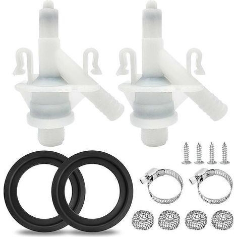 Kit de soupape de chasse d'eau en 2 pièces (385311641) compatible avec les toilettes des séries Sealand/Dometic 300, 310, 320 et 321, comprenant 2 joints de boule de chasse d'eau. (1/5)