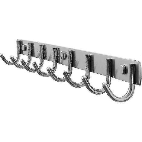 Barre murale avec 6/8 crochets en acier inoxydable, porte-manteau mural multifonctionnel pour salle de bain, cuisine, couloir et chambre.