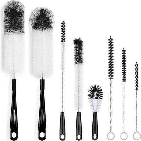 Ensemble de 8 goupillons pour bouteilles - Goupillon - Brosse de nettoyage - Plastique - Noir (1/5)