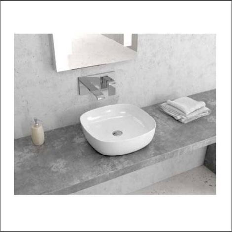 Lavabo d'Appoggio Quadrato - 37,5x37,5xh12 cm - Ceramico - Bianco (1/2)