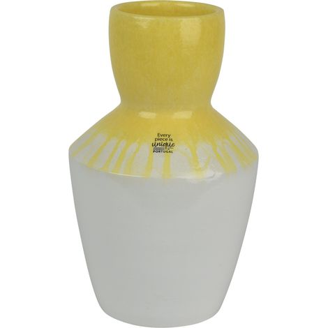 VASO WHITE D.19XH30CM COLLO GIALLO IN TERRACOTTA