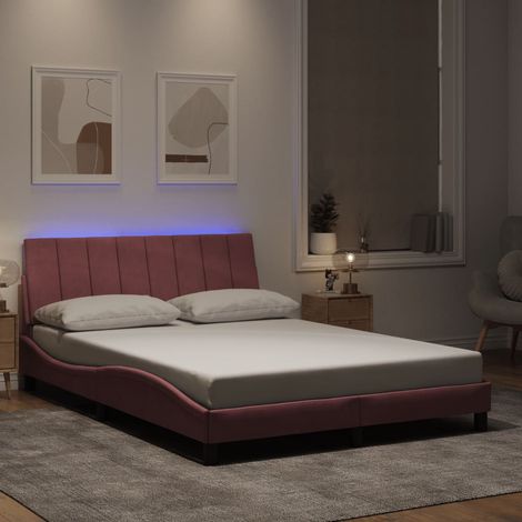 Giroletto con LED senza Materasso Hanko Rosa 140x200 cm in Velluto vidaXL (1/5)