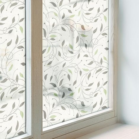 Anti Regard Film pour Vitre 50x116 cm Vitrail Collés sur le Verre Protection pour Chambre Cuisine Salle de Bain Adhésif Décoratif Feuilles des pousses (1/5)