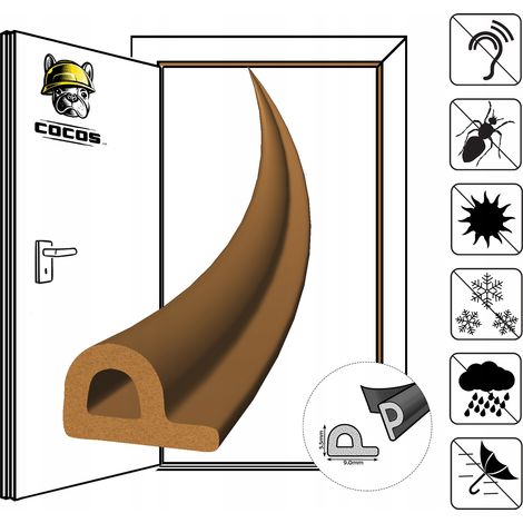 Guarnizione autoadesiva per porte e finestre P 9X5,5mm MARRONE (1/5)