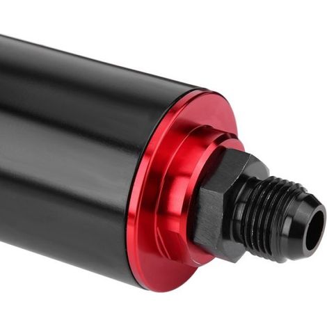SHI- Filtre de carburant Universal 100 micron AN6 Aluminium Filtre d'essence à carburant à flux à auto carburant Rouge noir (1/5)