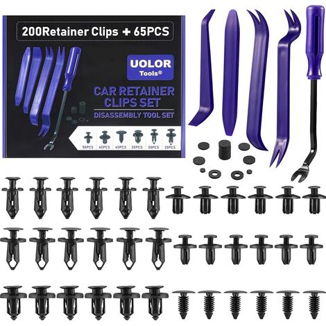Kit Rivet Plastique avec Pinces de Garniture de Porte et Clips pour Pare-Chocs avec Outil de Démontage