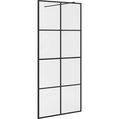 Walk-in Shower Wall with Clear ESG Glass 90x195 cm Black vidaXL