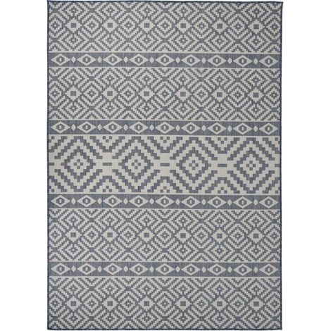 Tappeto da Esterni a Tessitura Piatta 120x170 cm Strisce Blu vidaXL (1/5)
