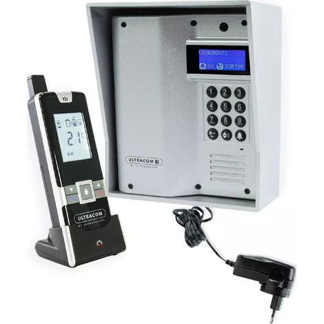 Interphone autonome sans-fil longue distance 600 mètres UltraCOM3 avec visière argentée + combiné + transformateur 12V (1/5)