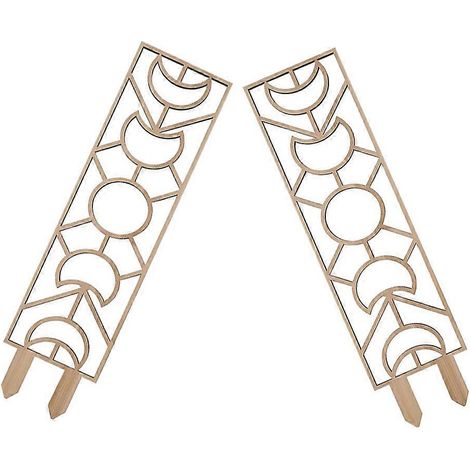 Support de treillis grimpant (lot de 2) en bois naturel, motif lune, pour plantes grimpantes d'intérieur. Dimensions : 41 x 11 x 0,5 cm. (1/5)
