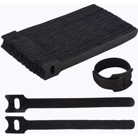 100 attaches de câbles réutilisables, sangles auto-agrippantes, organisateurs de câbles, 20 cm, pour bureau et domicile (1/5)