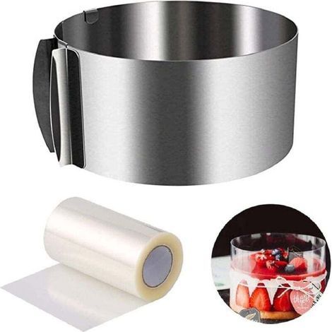 Cercle a Patisserie,Reglable Cercle Gateau Extensible Ø 16-30 cm,and 1PCS Colliers à Gâteau Transparent 10 mètres Ruban de Gâteau,moules à pâtisserie,Anneaux à Gâteaux,pour Mousse Dessert Pâtisseri (1/4)