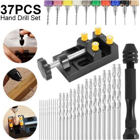37-teiliges Mini-Handbohrer-Set für Modellbau, Präzisions-Aluminium-Stiftschrauben, Handbohrwerkzeuge für DIY-Skulpturen (1/4)