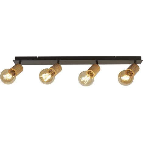 Plafoniera Industrial-Nordico Spinoso Acciaio Nero Marrone 4 Luci E27 (1/5)