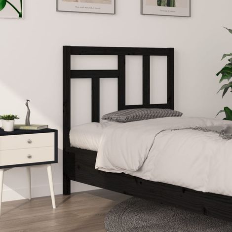 Tête de lit pour lit simple, Cadre de lit, Tableau décoratif de chevet Noir 95,5x4x100 cm Bois massif de pin CDE94545 (1/5)