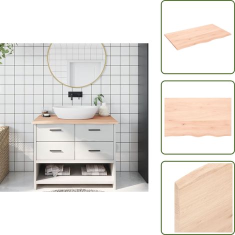 Comptoir de salle de bain naturel - vidaXL Comptoir de salle de bain 100x60x2 cm bois massif non traité - Bord vivant (1/5)
