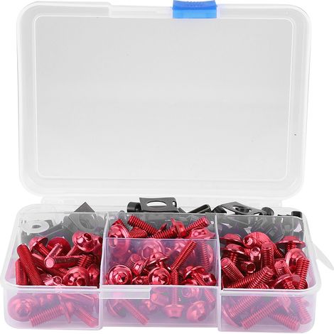 Kit 177 pièces vis carénage moto M5 M6 universel pour sportbikes Yamaha rouge (1/5)
