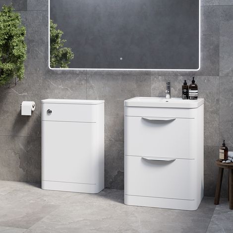 Oslo Gloss White 1150mm Vanity Unit Toilet Suite with Anya Basin - 1150mm - Oslo Standard HandleWithout Jubilee Toilet Pan