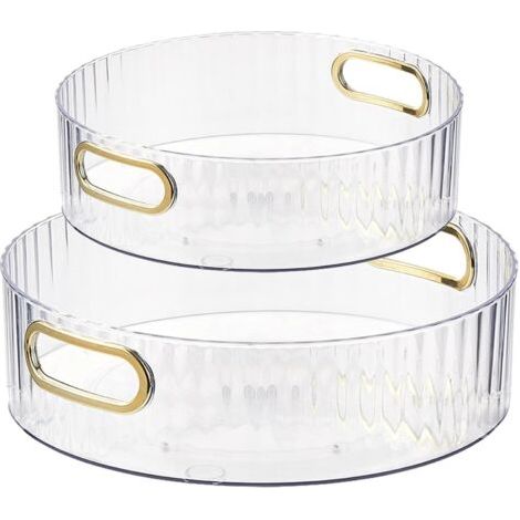 2 Pcs Plateau Tournant, Multifonction Porte-Épices 360 ° Organisateur de Cuisine, Rangement Rotatifs à 360° pour Salle de Bain,Support pour Bocaux et épices, Blanc (1/5)