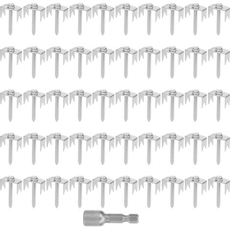 Lot de 50 fixations pour poteaux de clôture, vis et clous de fixation robustes en acier inoxydable réutilisables pour clôtures de jardin en fil de fer (1/5)