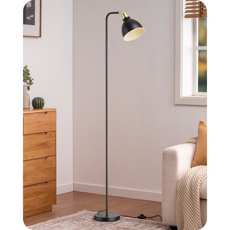 Lampadaire industriel– Structure métal tête réglable – Douille E27, ampoule LED incluse – Style rétro noir (1/5)