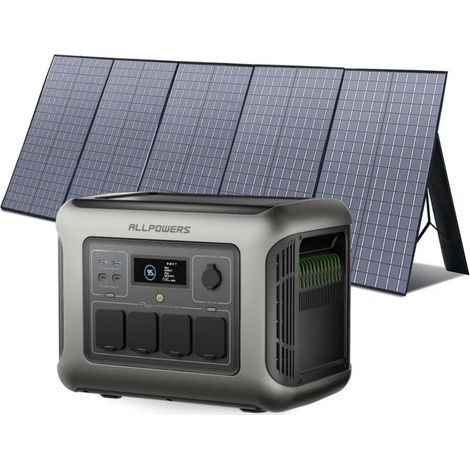 ALLPOWERS R1500 LITE Station Électrique Portable avec Panneau Solaire Pliables de 400W, 1056Wh Batterie LFP, avec 4 Sorties CA 1600W (3200W Pic), Générateur Solaire pour Camping-car, Extérieur, RV (1/5)
