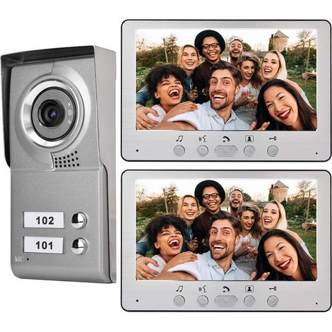Interphonie Vido avec cran LCD 7", Fonction Monitoring, Micros et Haut-parleurs Intgr, Visiophone Connect Interphone Video, Sonnette de Camra pour Surveillance (1/5)