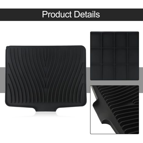 Tapis de séchage en silicone, 40 cm, résistant à la chaleur, facile à nettoyer, pour plan de travail de cuisine (noir) (1/4)