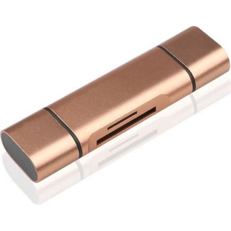 Chargeur - adaptateur,Kebidu-Lecteur de carte OTG de type C,5 en 1,interface USB femelle,lecture USB 2.0,carte - Gold[D17318]