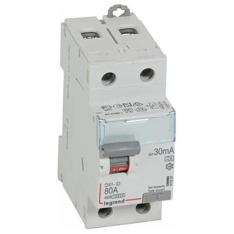 Interrupteur différentiel DX³-ID arrivée haute et départ bas à vis - 2P 230V 80A typeA 30mA - 2 modules - LEGRAND