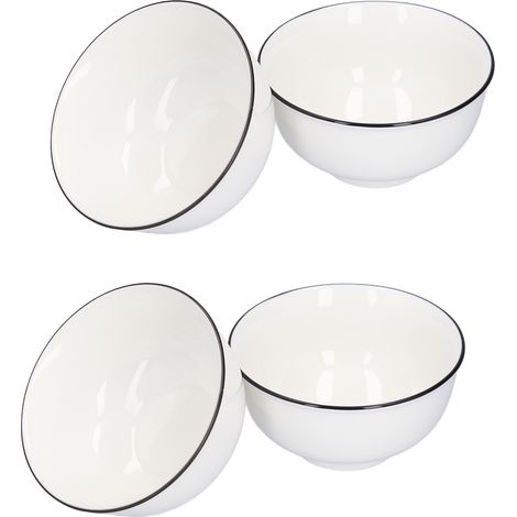 4 Pièces Bol à Soupe Céramique 6 Pouces Blanc, Écologique pour Noodle ou Riz, Idéal Cuisine et Restaurant