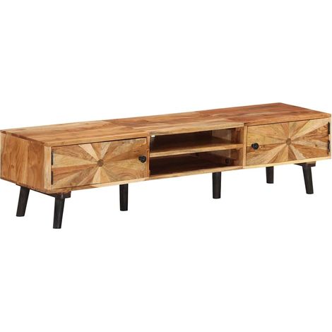 vidaXL Meuble TV 145x35x35 cm Bois d'acacia massif (1/5)
