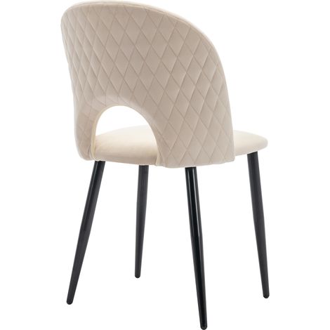 Chaise de salle à manger en velours beige avec dossier, pieds réglables en métal, lot de 6 (1/5)