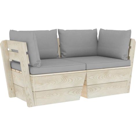 Maison Exclusive - Garten-Palettensofa 2-Sitzer mit Kissen Fichte (1/5)
