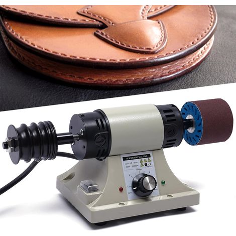 Ponceuse Électrique Pour Cuir et Caoutchouc 350 W, Machine à Polir avec Tête de Ponçage 0-8000 RPM, Polisseuse d'établi Machine à Polir Electrique pour Cuir & Bois