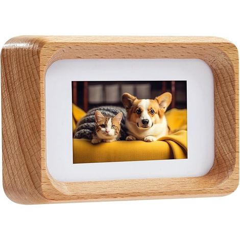 3-pouces Mini Cadre photo de table en bois, 86x54mm, pour appareil photo instantané, et avec passe-partout pour photo 50x30 mm (Bois de hêtre) (1/4)