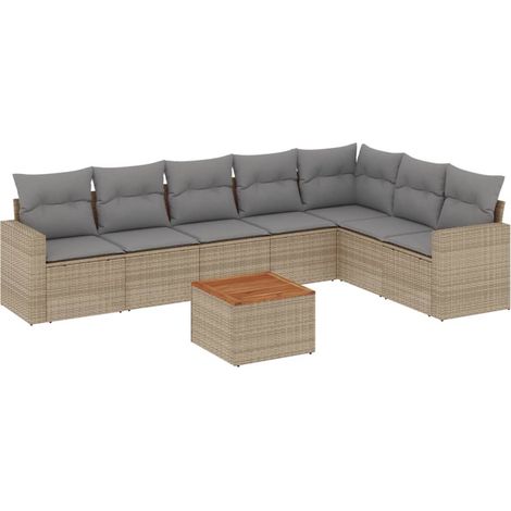Maison Exclusive - Set Divano da Giardino 8 pz con Cuscini Beige in Polyrattan (1/3)