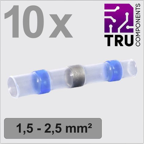 TRU COMPONENTS TC-13448516 Stoßverbinder mit Schrumpfschlauch 1.5 mm² 2.5 mm² Vollisoliert Blau 10 S