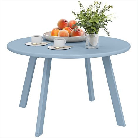 Table de jardin Table basse ronde en métal bleu Ø70 cm (1/5)
