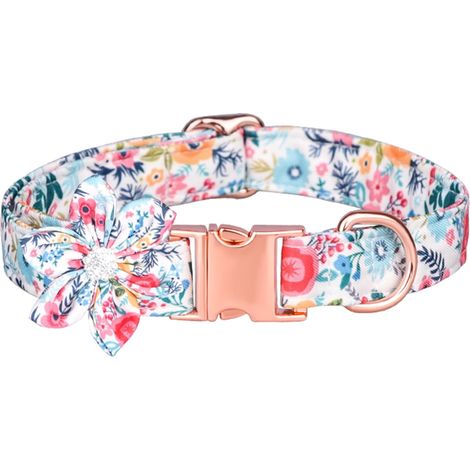 Collier chien fleur imprimé réglable Jpetyy, collier chat femelle fille, tour de cou ajustable pour petit animal, motif floral élégant, laisse accessoire animaux domestiques (1/5)