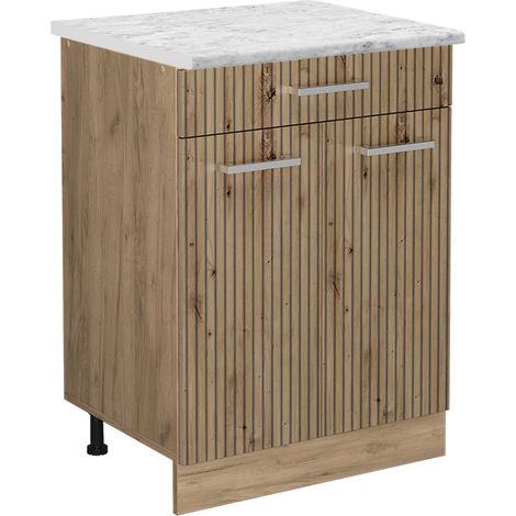 Meuble cuisine R-Line, Chêne Artisan, 60 cm PT Marbre, Vicco