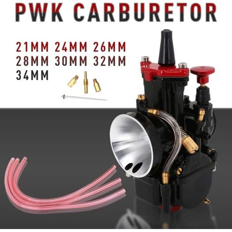 PWK-Vergaser für Motorräder, kompatibel mit Honda, Yamaha, Suzuki, Kawasaki, KTM, 75, 80, 100, 125 und 150 cm³ – Für Offroad-Motorräder – Schwarz – 21 mm (1/5)
