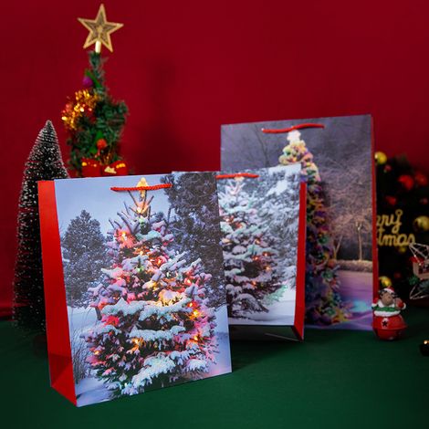 12-Piece Kraft Paper Christmas Gift Bags, Elk, Christmas Bags, Paper Gift Bags, Advent Calendar Bags, Refillable Packaging, Novelty, Annual Party, Candy, Chocolate Cookies, 23 × 18 × 10 cm (1/4)