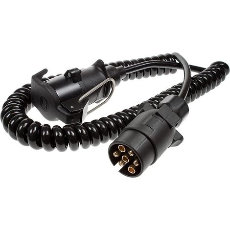 2.5 m 7 Core Curly Extension Lead with 7 Pin Plug and 7 Pin Flying Socket, used to supply lighting functionality to trailers