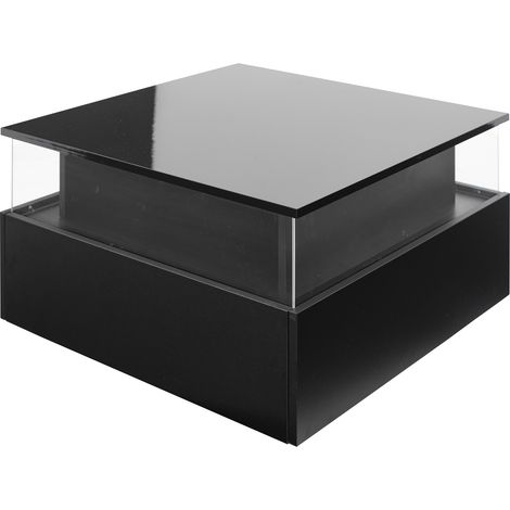 Mesa de centro LED negra 70 x 70 x 41 cm con 2 cajones y zona de exposición (1/5)