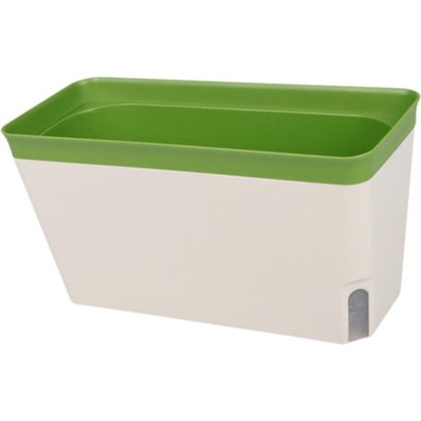 Ensemble de pots de fleurs pour rebord de fenêtre : Jardin d'herbes aromatiques moderne en plastique avec indicateur de niveau d'eau visible