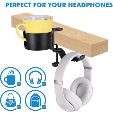 Porte-gobelet rglable pour Bureau et lit Anti-dversement Support pour Gourde Tasses caf Facile Installer Montage (1/4)