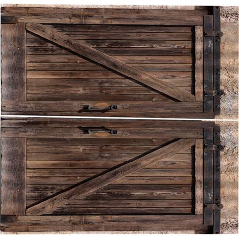 Rideau imprimé style porte en bois pour salon/chambre, 170 x 200 cm (1/5)