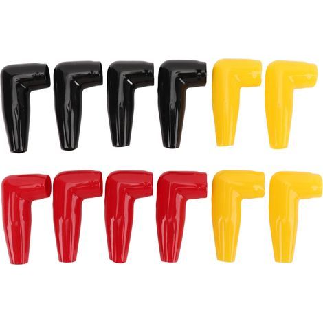 Lot de 12 capuchons isolants pour bornes de batterie (4 rouges, 4 noirs, 4 jaunes) – Protections pour cosses de câble (automobile, marine, usage commercial) (1/5)