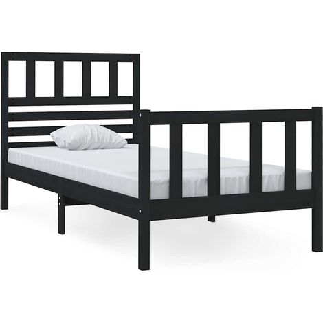 Maison Exclusive - Massivholzbett Schwarz 75x190 cm (1/5)
